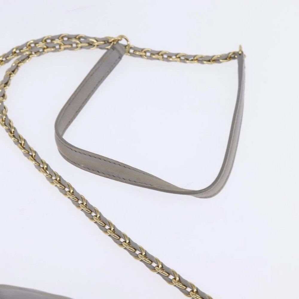 Salvatore Ferragamo Chain Vala Shoulder Bag Leather Gray Gold Auth 147515 - Picture 9 of 16
